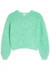American Vintage Niby Brushed Alpaca-blend Cardigan In Green