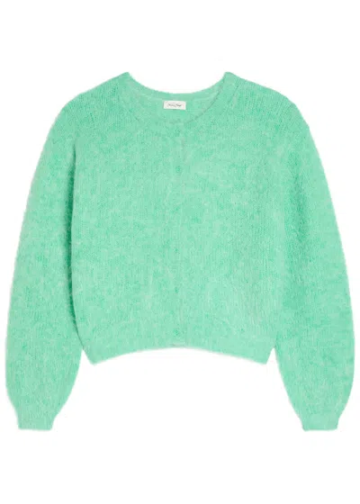 American Vintage Niby Brushed Alpaca-blend Cardigan In Green