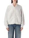 American Vintage Niby Cropped Mohair Cardigan In White