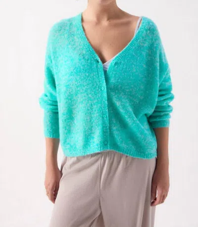 American Vintage Nuggy V-neck Cardigan In Turquoise Fluo Chine In Red