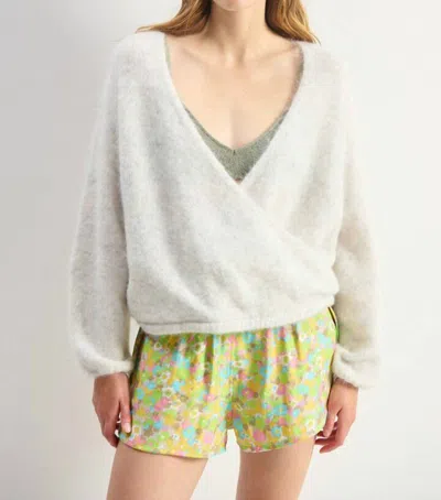 American Vintage Nuny V Neck Jumper Top In White