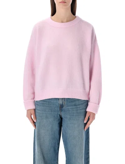American Vintage Oversized Alpaca Wool Blend Crewneck Sweater In Rosa