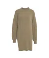 American Vintage Oversized Brown Sweatshirt Dress With High Collar And Raglan Sleeves In Neutral