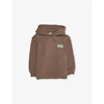 American Vintage Kids' Overtoned Brown Evona Logo-print Woven Hoody 3-1