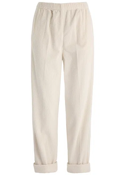 American Vintage Padow Cropped Corduroy Trousers In White
