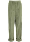American Vintage Padow Cropped Tapered Corduroy Trousers In Green
