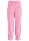 American Vintage Padow Cropped Tapered Corduroy Trousers In Pink