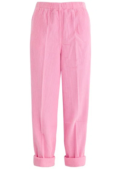 American Vintage Padow Cropped Tapered Corduroy Trousers In Pink