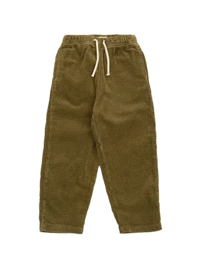 American Vintage Kids' Padow Drawstring Corduroy Trousers In Green