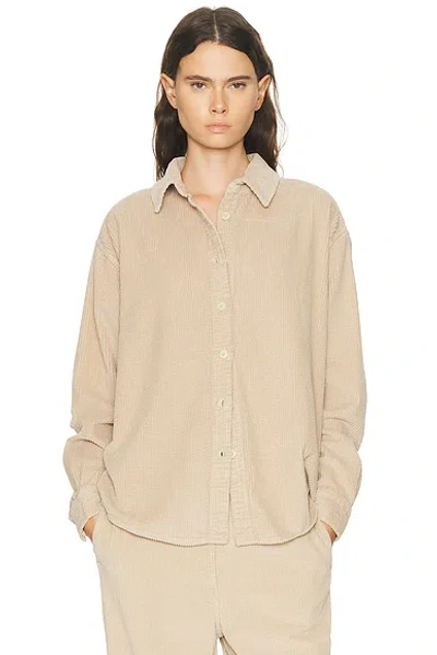 American Vintage Padow Corduroy Button-down Shirt In Neutral