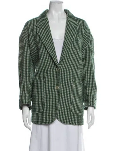 Pre-owned American Vintage Plaid Print Blazer In Green