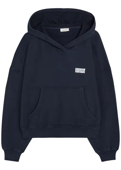 American Vintage Plizzy Hooded Cotton Sweatshirt In Blue
