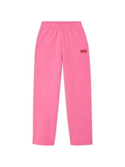 American Vintage Plizzy Logo-detail Straight Cotton Track Pants In Pink