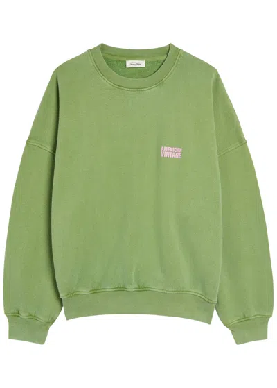 American Vintage Plizzy Logo-print Cotton Sweatshirt In White