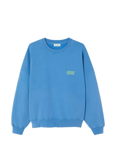 American Vintage Plizzy Logo-print Sweatshirt In Blue