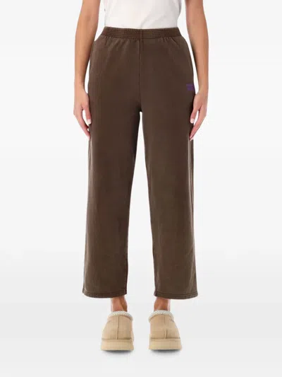 American Vintage Plizzy Logo-print Track Pants In Brown