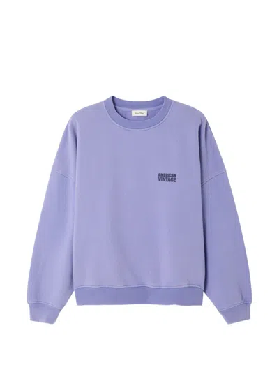 American Vintage Plizzy Round-neck Sweatshirt In Purple