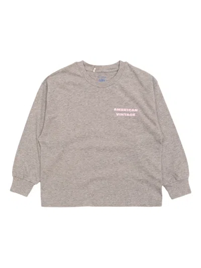 American Vintage Kids' Printed Long-sleeve T-shirt In Brown