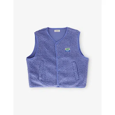 American Vintage Kids' Provence Chine Logo-patch Fleece Vest Xs-xl Xl In Blue
