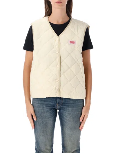 American Vintage Quilted Snap-front Vest In Neutral