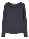 American Vintage Raglan-sleeve Raw-edge T-shirt In Blue