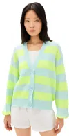 American Vintage Raxow Cardigan Jaune Fluo Raye Crystal In Jaune Fluo Raye Crystal