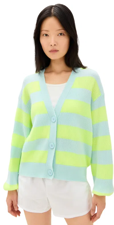American Vintage Raxow Cardigan Jaune Fluo Raye Crystal