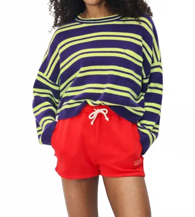 American Vintage Raxow Crew Sweater In Violet Yellow Stripe In Multi