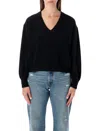 American Vintage Raxow Wool V-neck Sweater In Black