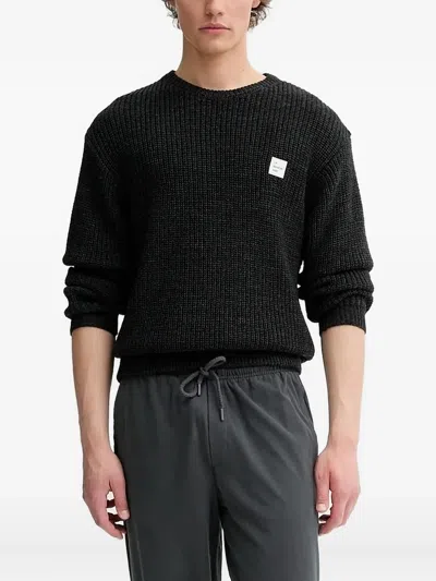 American Vintage Ribbed-knit Logo-patch Sweater In Black