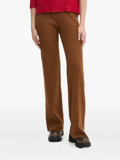 American Vintage Ribbed Knit Trousers In Brown