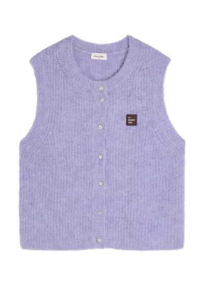 American Vintage Ribbed Knitted Vest In Purple
