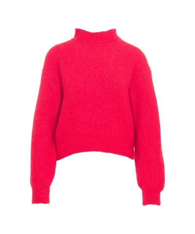 American Vintage Ribbed Turtleneck Sweater In Premium Wool In Red