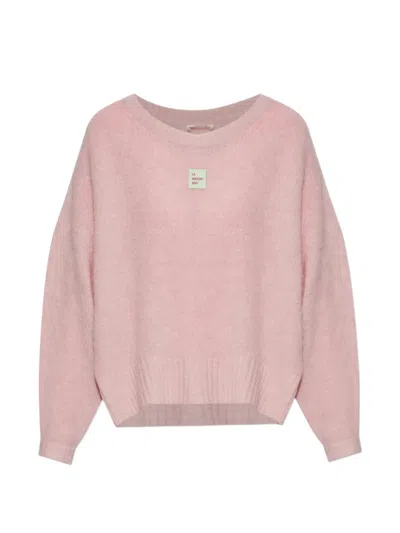 American Vintage Round Neck Badge Sweater In Pink