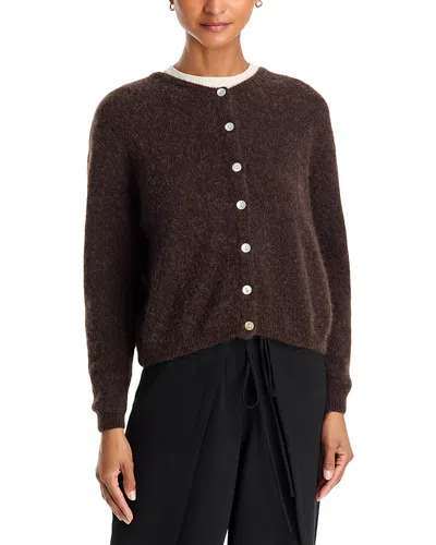 American Vintage Round Neck Buttoned Ball Cardigan In Brown