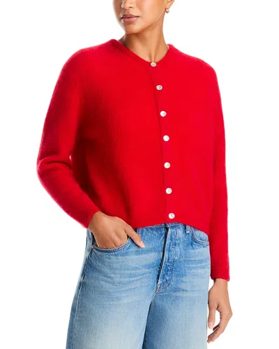 American Vintage Round Neck Buttoned Ball Cardigan In Red