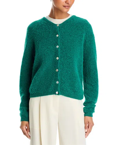American Vintage Round Neck Buttoned Ball Cardigan In Green