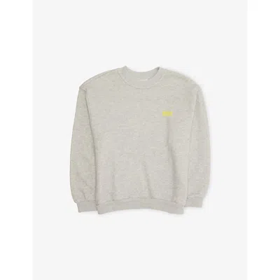 American Vintage Kids' Polaire Chine Round-neck Logo-print Cotton Sweatshirt 3 - 13 In Gray