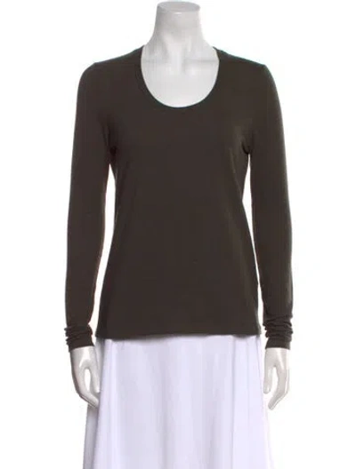 Pre-owned American Vintage Scoop Neck Long Sleeve Top In Green