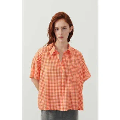 American Vintage Shirt Pykoboo In Fluo Orange Vichy