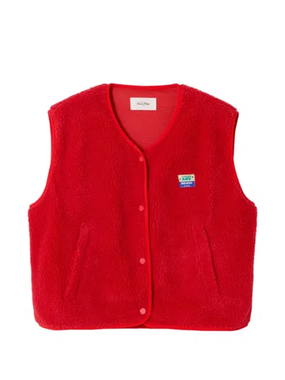 American Vintage Sleeveless Buttoned Waistcoat In Red