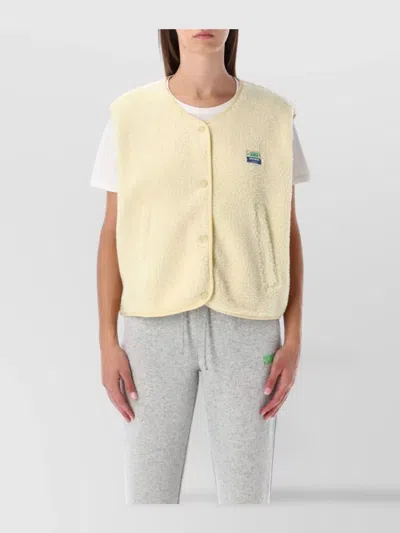 American Vintage Sleeveless Fleece Gilet Side Pockets In Yellow