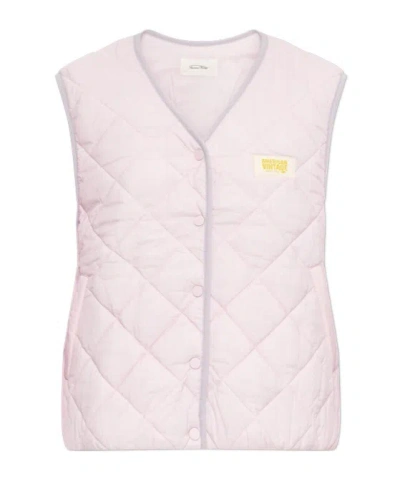 American Vintage Quilted Snap-front Vest In Pink