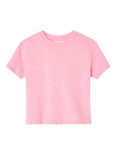 American Vintage Kids' Slub-texture T-shirt In Pink