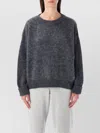 American Vintage Soft Knit Sweater With Ribbed Cuffs And Hem In Gray