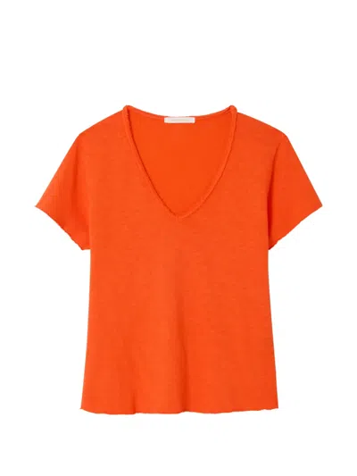 American Vintage Sonoma V-neck T-shirt In Orange