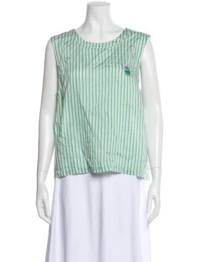 Pre-owned American Vintage Striped Crew Neck Top In Green