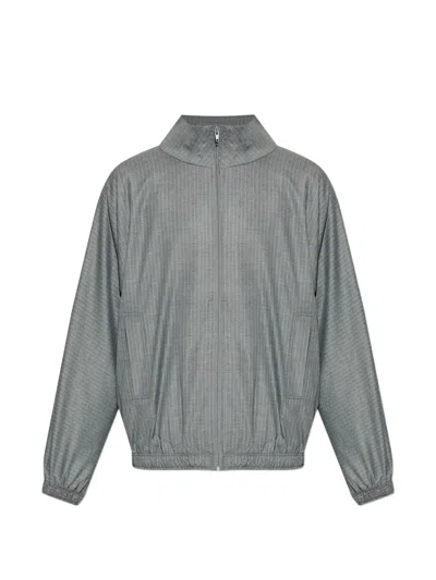 American Vintage Striped Zip-up Jacket In Gray