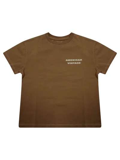 American Vintage T Shirt Manica Corta Logo In Beige