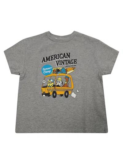 American Vintage T Shirt Manica Corta Logo In Gray